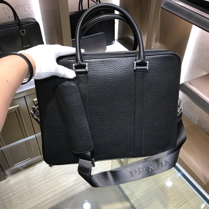 Prada Leather Mens Business Bag,36CM - 프라다 레더 남성용 서류가방 2VE366-12 ,36CM,블랙