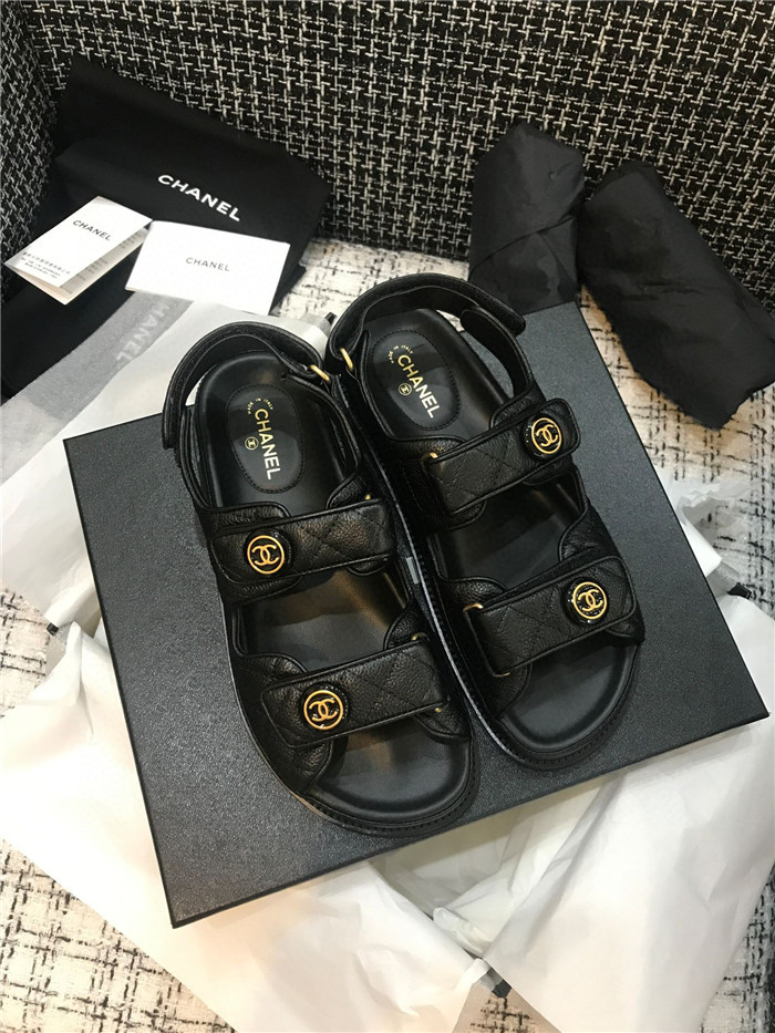 CHANEL 샤넬 벨크로 레더 샌들 C0891