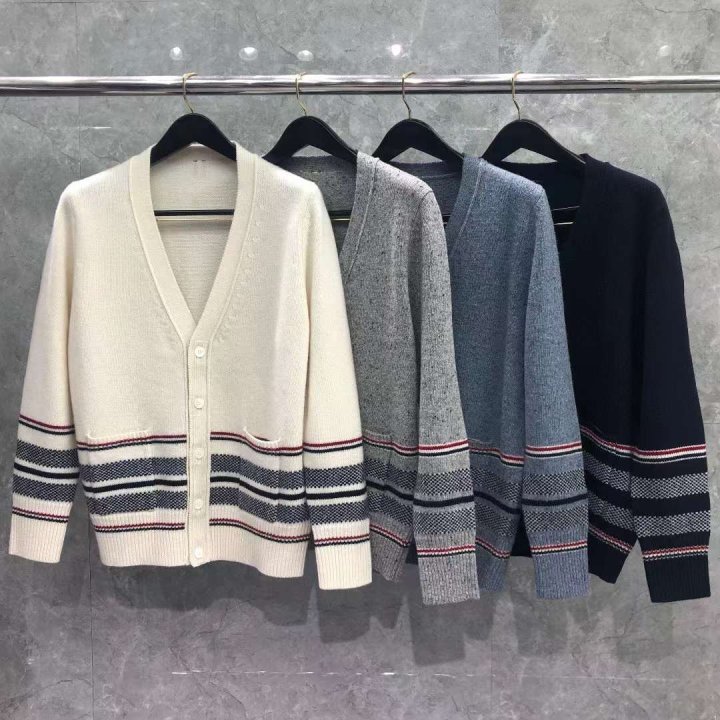 Thom Browne 톰브라운 트위드 버드아이 자가드 스트라이프 가디건