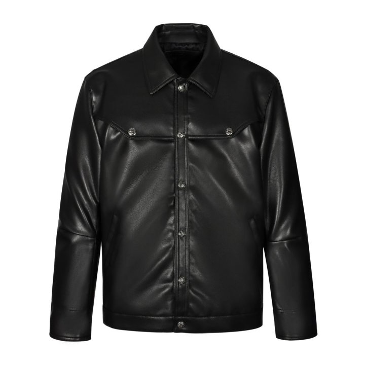 CHROME HEARTS 크롬하츠 플로랄 크로스 레더 자켓