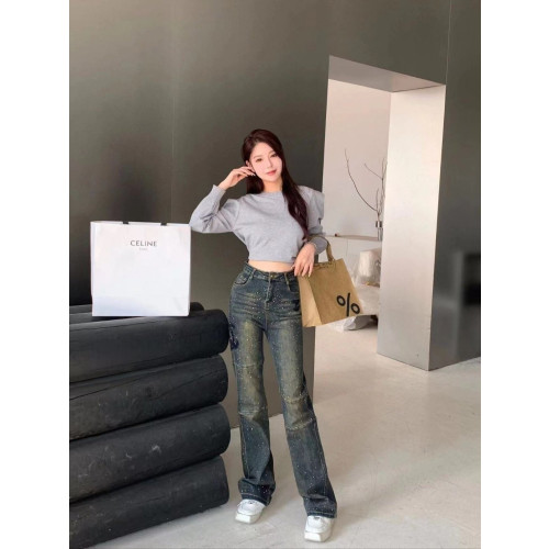 LOUIS VUITTON 루이비통 모노그램 가죽 로고 포인트 워싱 데님